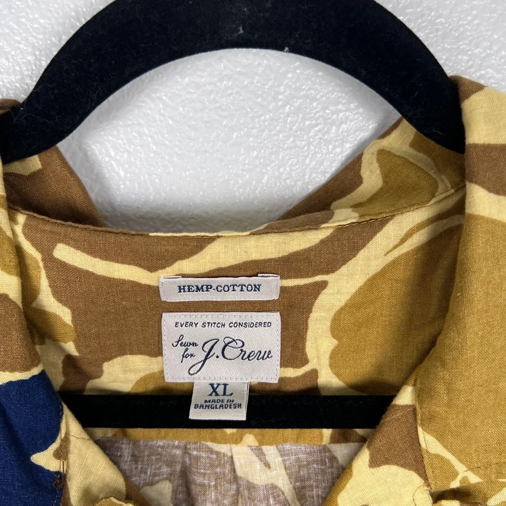 J.‎ Crew Men's Short Sleeve Camp Collar Hemp Cotton Blend XL